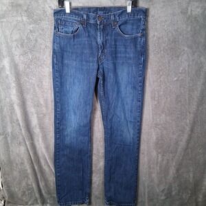 Levi's 514 Mens 33x32 Classic Straight Fit Dark Blue Wash 5 Pockets Casual